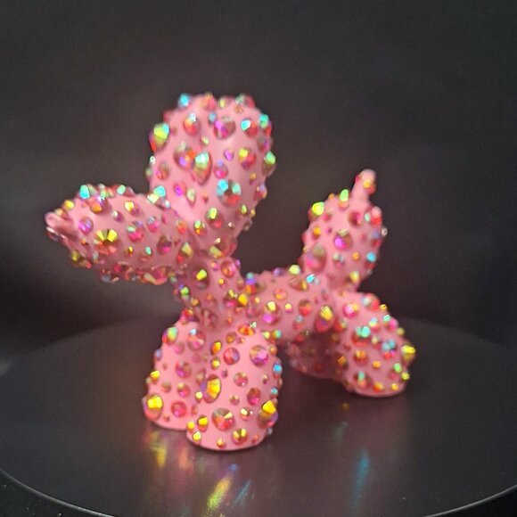 Pink Balloon Dog with Aurora Pink Stones, Unique Gift, Bling Decor - Picture 6 of 7